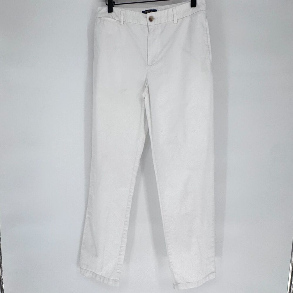 Polo Ralph Lauren Boys Chino Pants Size 18 White Classic Fit Stretch Cotton